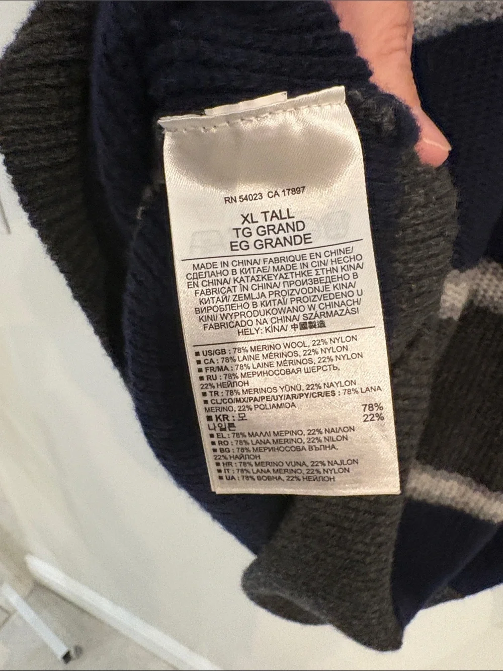 Banana Republic Luxury Italian Yarn Shawl Neck Striped Knit Sweater XL TALL
